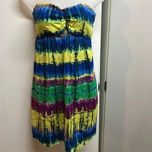 Strapless hem-less tie dye dress size M
